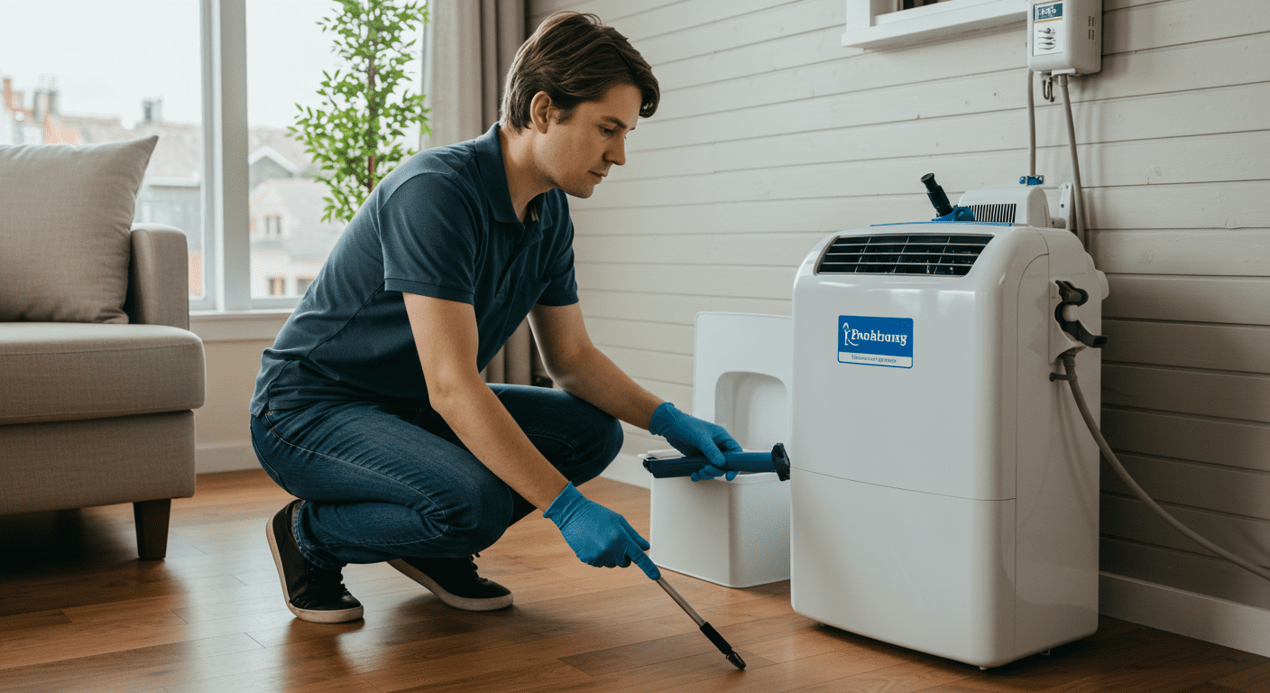 Homeowner inspecting mold under the house